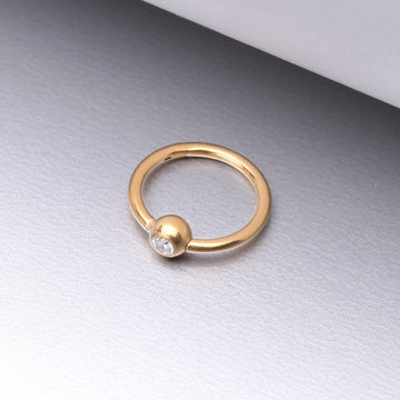 Detail View 1 of Pure24K Implant Grade Titanium Gem Ball CBR Style Seamless Clicker Hoop Ring-Clear Gem